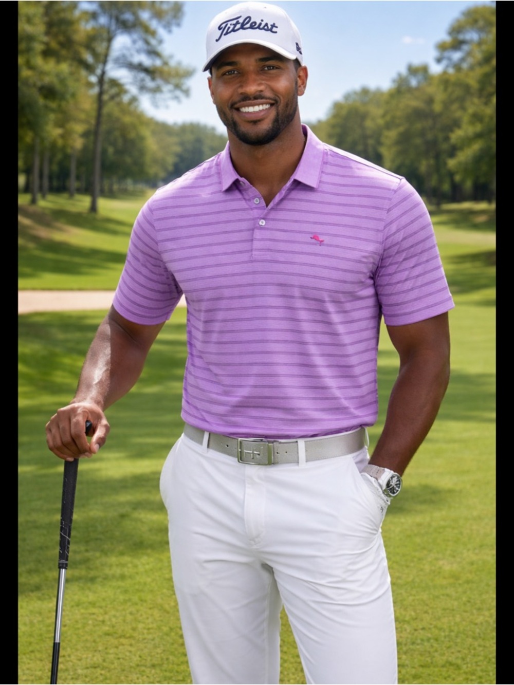 NWT Tommy Bahama Lavender Striped Performance Polo